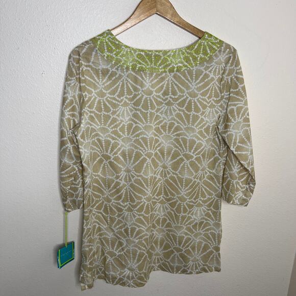 Calypso St. Barth Floral Beige Embroidered Tunic Large - Picture 5 of 9